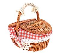 Kueohse Cesto di Vimini Fatto un Mano Cesto di Vimini da Cesto da Picnic Cesto Portaoggetti e Manico Cesto da Picnic nel Legno di Vimini