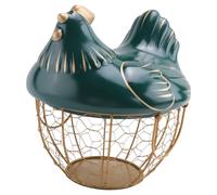 Kueohse Cesto Porta Uova Cesto Porta Frutta nel Filo Metallico con Coperchio un Forma di Gallina Portauovo nel Ceramica, Portaoggetti 30 Uova