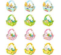 Kueohse Cesto Regalo di Pasqua con Manico, Set Kit Cestini di Carta per Attività di Pasqua e Caccia Alle Uova per Bambini.
