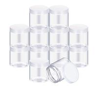 Kueohse Contenitore Vuoto nel Plastica Trasparente Da 12 Pezzi Contenitore per Spezie nel Plastica un Bocca Larga con Coperchio per Prodotti di Bellezza, Produzione di DIY o Altri