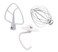 Kueohse il Kit Frullatore per KSM150 Include Frusta un Gancio per Impastare e Frusta Piatta Rivestita, Set di Riparazione per Frullatori da 3 Pezzi Compatibile