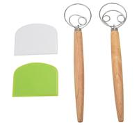 Kueohse Impastatrice Danese con Frusta a Mano, Impastatrice in Acciaio Inossidabile 2 Pezzi con 2 Raschietti per Impasto per Pizza, Pane a Lievitazione Naturale, Ecc.