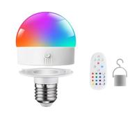 Kueohse Lampadina E27 A 3 Colori RGB Dimmerabile con Controllo Remoto, Ricarica USB, Timer, Base Magnetica Removibile. Luce Notturna A LED per Lettura A Letto.