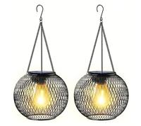Kueohse Lanterne Solari da Esterno da 2 Pezzi Luci Solari Sospese Illuminazione Decorativa A LED Luce per Albero Impermeabile In Metallo