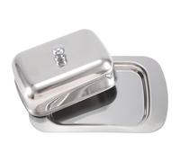 Kueohse Lussuoso Contenitore per Burro nel Acciaio Inossidabile Contenitore per Formaggio Vassoio Portaoggetti con Coperchio Facile da