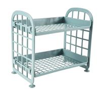 Kueohse Mensole portaoggetti in plastica, piccole mensole in plastica, 2 livelli, scaffale da cucina, organizzatore per il bagno (blu nordico)