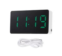 Kueohse Mini Sveglia da Scrivania Specchio Digitale Temperatura LED USB Comodino Orologi da Viaggio per Camera da Letto Living Home Decor, Verde