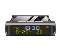 Kueohse Orologio Solare per Auto Orologio Solare Automatico con Calendario Settimanale, Mensile, Orario e Temperatura Orologio Completamente Automatico per Auto