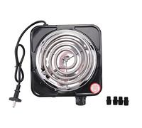 Kueohse Piano Cottura Elettrico un Singolo, Compatto e Portatile, Piastra Riscaldante un Temperatura Regolabile, 1500 W, Spina Europea Nera e Inossidabile