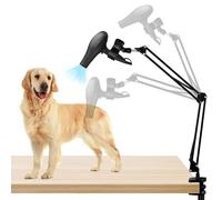 Kueohse Porta asciugacapelli per cani, girevole a 360°, porta asciugacapelli a libere per animali domestici, con morsetto regolabile, adatto per la maggior parte degli asciugacapelli