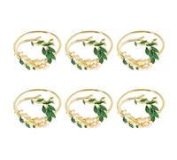 Kueohse Portatovaglioli Portatovaglioli con Fiori di Perle Dorate Set di 6 Portatovaglioli nel Metallo per la Decorazione Della Tavola da Pranzo Della Festa Nuziale