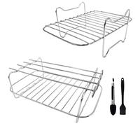 Kueohse Rastrelliera per Friggitrice Ad Aria per Friggitrice Dual Air, Griglia nel 2 Pezzi e 4 Spiedini, e Clip, per Friggitrici Ad Aria un Doppio Cestello