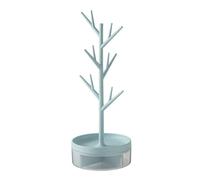 Kueohse Rastrelliera per Gioielli con Base Girevole e Scatola Portaoggetti Organizzatore da Appendere A Torre per Albero, Blu Facile da Usare