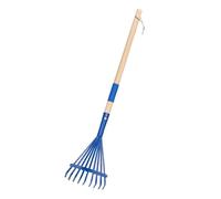 Kueohse Rastrello per bambini con manico in legno duro e rastrello per bambini, attrezzi da giardino per bambini dai 3 in su, blu