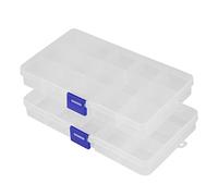 Kueohse Scatola organizzatore in plastica, 2 confezioni di perline trasparenti organizzatore per gioielli Tackle orecchino fai da te (15 griglie)