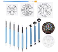 Kueohse Set di 14 stencil per punteggiatura mandala, strumenti per pittura rock, strumenti per punteggiare modelli, vaschetta di colore e mandala