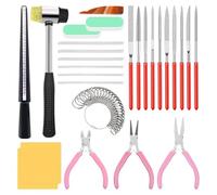 Kueohse Set di 27 Strumenti per Gioiellieri, Strumento di Misurazione per Anelli per Riparare Anelli Piegati, per Rendere Nuovamente Rotondo L' Piegato, per Formare Anelli