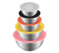 Kueohse Set di 5 Insalatiere con Coperchio, Set di Insalatiere un Incastro nel Acciaio Inossidabile per Preparare, Mescolare e Servire