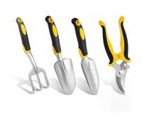 Kueohse Set di attrezzi da giardino, 4 pezzi, attrezzi da giardino robusti in alluminio, utensili da giardinaggio antiruggine