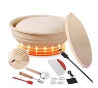 Kueohse Set di Cestini per La Lievitazione del Pane con Pasta Madre, Ciotola per Pastella In Silicone Termostatica Elettrica, Pane con Pasta Madre Banneton da 9 Pollici