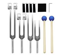 Kueohse Set forcella accordata in lega di alluminio, 128 Hz, 256 Hz, 512 Hz, 1024 Hz, per rilassamento yoga