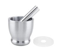 Kueohse Set Tritapillole per Spezie Grande con Mortaio e Pestello In Acciaio Inossidabile con Coperchio Protettivo per Cucina o Macinazione di