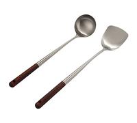 Kueohse Spatola Wok e Set di Utensili per Mestoli, Spatola da 17 Pollici per Wok, Spatola Wok nel Acciaio Inossidabile