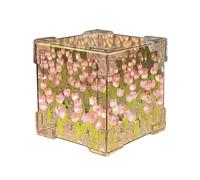 Kueohse Specchio Cubo Fai-Da-Te con Tulipani: Lampada da Notte, Decorazione per la Stanza, Ornamento Fatto A Mano con Pacchetto di Materiali per la Decorazione Della Scrivania, Colore Rosa.