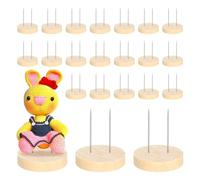 Kueohse Supporto per bambole all'uncinetto, 24 pezzi, doppio ago in acciaio, supporto per bambole, feltro, bambola animale, giocattolo, supporto base in legno, supporto action figure
