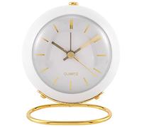 Kueohse Sveglie da Tavolo un Batteria con Luce, Piccolo Orologio Analogico Silenzioso Retrò, Sveglie da Tavolo da Comodino Decor Bianca
