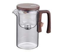 Kueohse Teiera In Vetro da 720 Ml con Separazione 'Acqua, Contenitore Interno, Interruttore Magnetico con un, Teiera con Filtro per il Tè, Set di Tazze con Manico In Legno