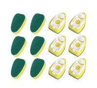 Kueohse Testine di Ricambio per Ricariche di Spugna per Spazzole un Bacchetta per Piatti Resistenti per Spugne per Piatti per la Pulizia Della Pentola del Della Cucina (12 Pezzi)