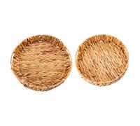 Kueohse Vassoio Intrecciato Rotondo da 2 Pezzi nel Giacinto D'Acqua di Alghe Set 33 Cm + 28 Cm di Diametro Ciotola di Frutta