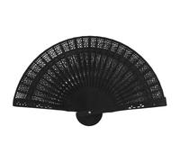 Kueohse Ventilatore Pieghevole Giapponese Cinese da 8 Pollici Ventilatore Tascabile nel Bambù con Fiore nel Legno Originale per Decorazioni per la Casa Decorazione-Nero