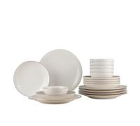 Kütahya Porselen Bone Zeugma - Service de Table 18 Pièces pour 6 Personnes - Porcelaine Fine - Bordure Bronze Mat Élégante - Assiettes et Bols