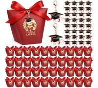 KufaerBeam 50 Set Scatoline Portaconfetti Laurea, Scatoline portaconfetti per laurea,Sacchettini per Caramelle Gioielli Regalo,per Festa Lauree Congratulazioni Confetti Regal (Rosso)