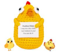 KufaerBeam Pollo Positivo Idea Regalo Compleanno- Creative Knitted Pollo Positivo Doll- Gadget Scrivania Carino Portafortuna, Regali Originali per Laurea Collega Sorella Amica Ufficio (Pollo)