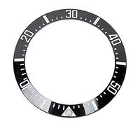 Kufoo Anello lunetta per orologio, 40 mm, accessorio di ricambio, liscio e luminoso, inserto lunetta alla moda per orologiai per la casa, Carattere bianco, Dorso nero