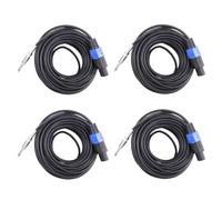 Kufughty Confezione da 4 cavi per altoparlanti da Speakon a maschio da 1/4 di pollice da 12 gauge AWG, cavo di collegamento per amplificatore audio, cavo da 6,35 mm