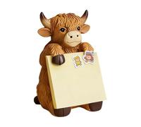 Kuh Haftnotizspender - Harz Notizzettel Halter | Schreibtisch Organizer | Lustiger Klebezettel Spender Für Büro & Home Office, Inklusive 100 Blatt Haftnotizen 7,6 cm, Kuh Deko Figur, 13,5 cm Hoch