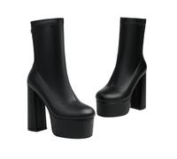 KUHAOFEU Stivaletti da Donna Tacco Alto Zip Punta Rotonda Polacchine con Plateau,Nero,39 EU