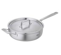 Kuhn Rikon Culinary - Padella a 5 strati in acciaio INOX e alluminio, lavabile in lavastoviglie, con manici e coperchio, 24 cm, adatta a induzione