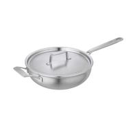 Kuhn Rikon Culinary - Padella da chef a 5 strati in acciaio INOX e alluminio, lavabile in lavastoviglie, con manici lunghi e coperchio per mantenere il freddo, adatta a induzione, 28 cm