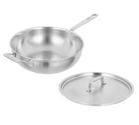 Kuhn Rikon Culinary - Wok a 5 strati in acciaio INOX e alluminio, lavabile in lavastoviglie, con manici e coperchio per mantenere il freddo, non rivestito, 24 cm
