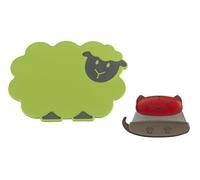 KUHN RIKON Kinderkitchen - Set di 2 taglieri per bambini, con motivo animale, verde, rosso e grigio