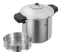 Kuhn Rikon Pentola a Pressione Duromatic Inox 5L/22 cm con Impugnature Laterali + Inserto per Cottura a Vapore. Pentola Multi-Cottura con Coperchio Autobloccante. Pentola in Acciaio Inossidabile