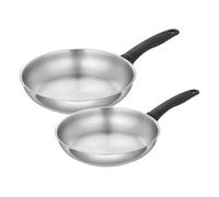 Kuhn Rikon Set di 2 padelle classiche in acciaio inox non rivestite con manico in bachelite, 24 cm e 28 cm, adatte a induzione, lavabili in lavastoviglie, design svizzero