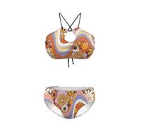 Kuiaobaty 2024 Set bikini sfacciato per le donne Costumi da bagno Due Pezzi Costume da bagno Stringa Bikini Set Sexy Costumi da bagno, Hippie Floreale 1, M