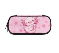 Kuiaobaty Astuccio per bambini con tasche interne per penne, astuccio resistente per bambini con doppia cerniera, Fiori di ciliegio Axolotl B, One Size, Animale