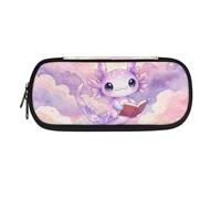 Kuiaobaty Astuccio per bambini con tasche interne per penne, astuccio resistente per bambini con doppia cerniera, Lettura Axolotl, One Size, Animale
